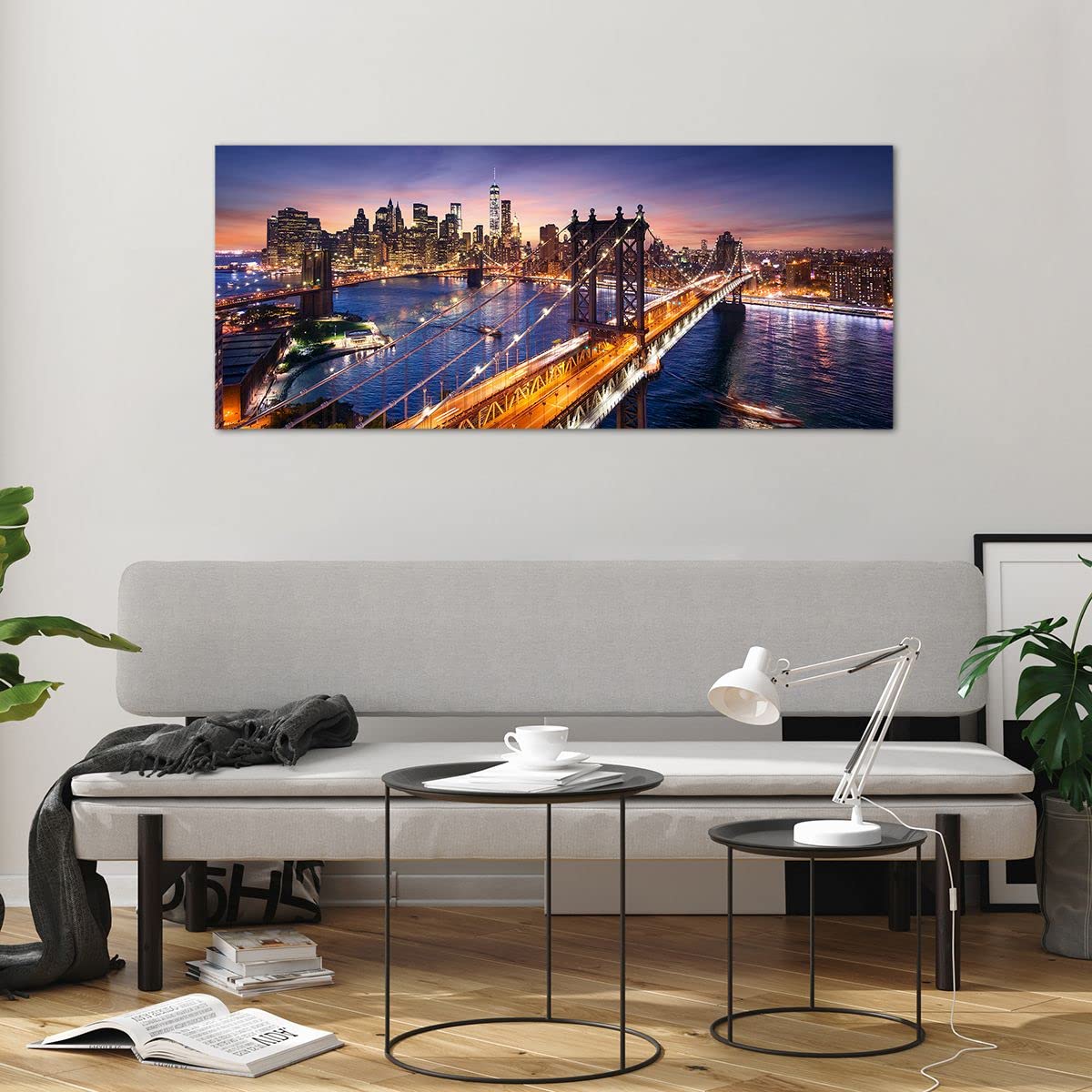 Deco Cadre Salon Usa america new york manhattan Moderne Impression sur Verre 120x50cm Image Tableau en Verre Decoration Murale Chambre Panoramique Art Grand Tableaux Decoratifs Muraux GAB120x50-2820