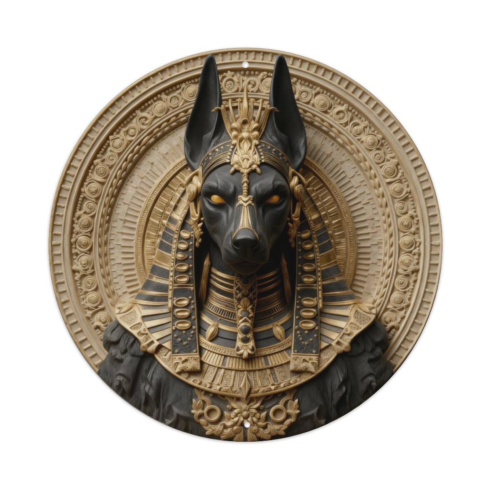 Zlatcbu Vintage Egyptian God Anubis Golden Emblem Metal Tin Sign Retro Wall Art Poster, Decor For Home Living Room Bar Cafe Garage, 8X8 Inch