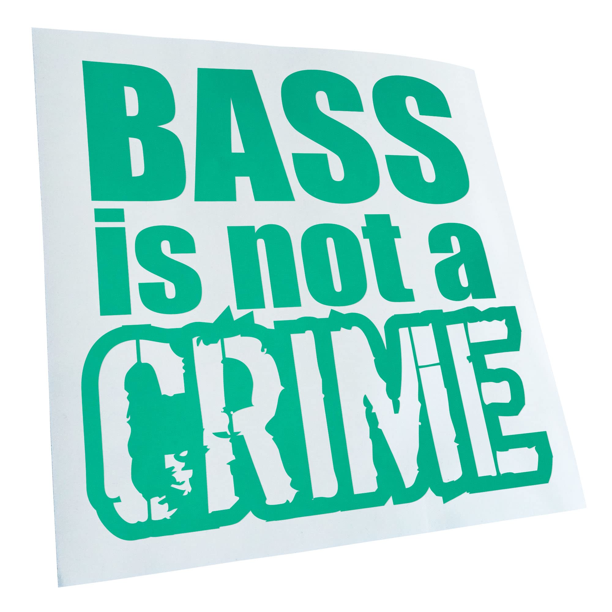 Kiwistar - Car Sticker - Bass is not a Crime - Turquoise - 50 x 50 cm - Rear Window Car Sticker Weatherproof for Car Truck Moped Truck - Sticker Exterior Self-Adhesive Tuning Accessories for Window