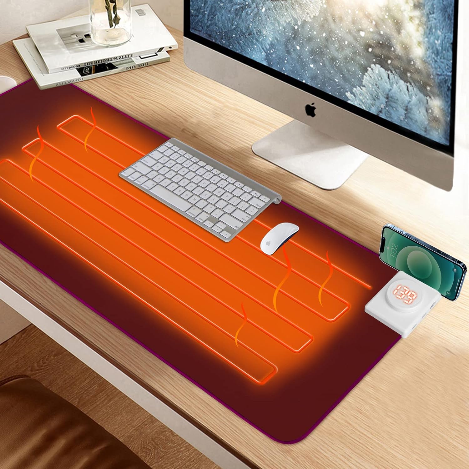 Warm Desktop Mouse Pad, 31" x 13" Extended Leather Heated