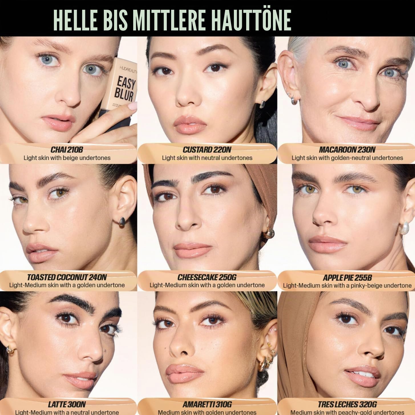 Huda Beauty Easy Blur Natural Airbrush Foundation, Cheesecake, 250 g, 30 ml