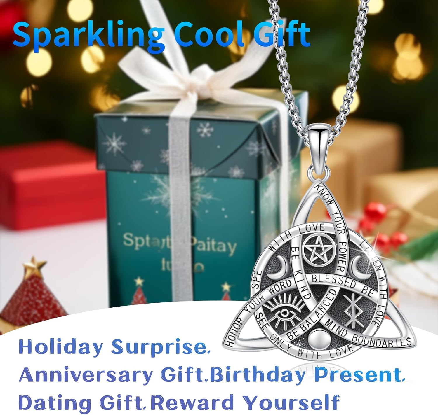 Wiccan Jewelry Celtic Knot Necklace 925 Sterling Silver Triple Goddess Triquetra Necklace Witchy Necklace for Women & Men pagan jewelry Nudo De Bruja Protection Amulet Necklace - Image 9