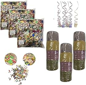 Kit Carnaval 3 Confetes Metalizado + 3 Serpentinas Coloridas