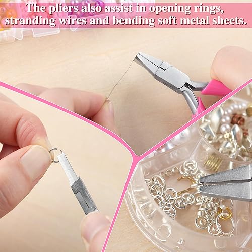 Miniatura 46 de SPEEDWOX Mini alicates de punta larga de 3 pulgadas con mango de PVC rosa para fabricación de joyas, envoltura de alambre, cuentas, manualidades