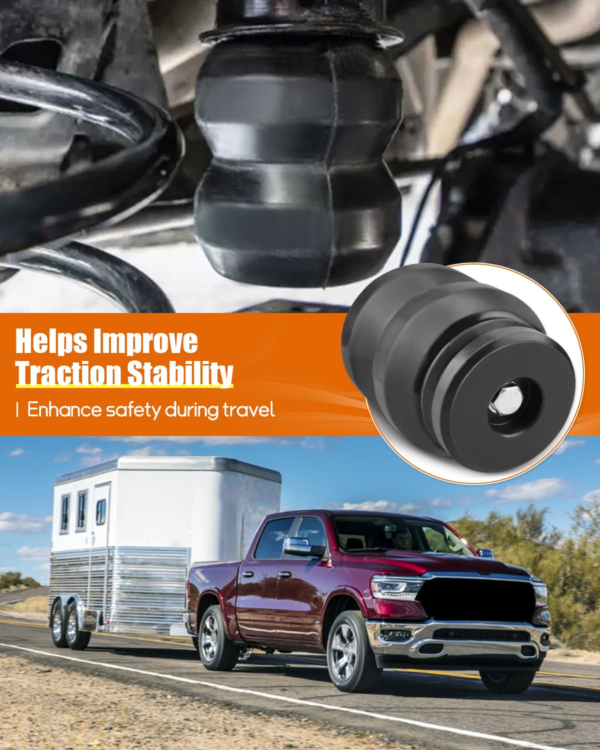 5.5" 2PCS Rear Bump Stops Rubber Block Fits Ram 1500 2009