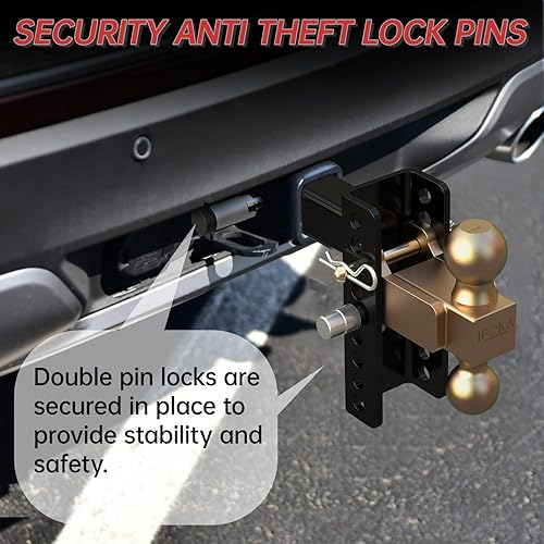 Miniatura 3 de Enganche de remolque ajustable, montaje de bola de enganche de caída de 6 pulgadas, 20,000 libras GTW, enganche de remolque para camión resistente