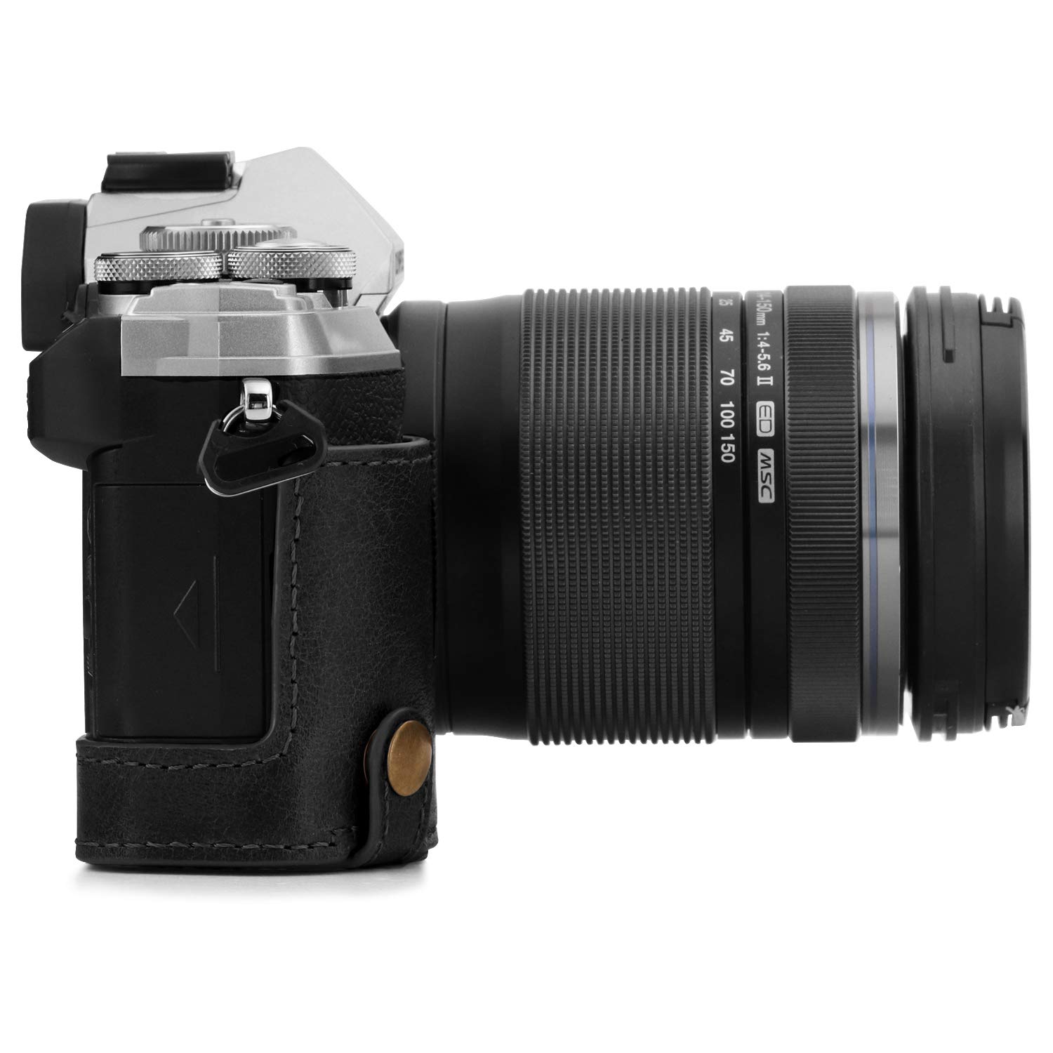 MegaGear Ever Ready - Mezza custodia in vera pelle per fotocamera compatibile con Olympus OM-D E-M5 Mark III