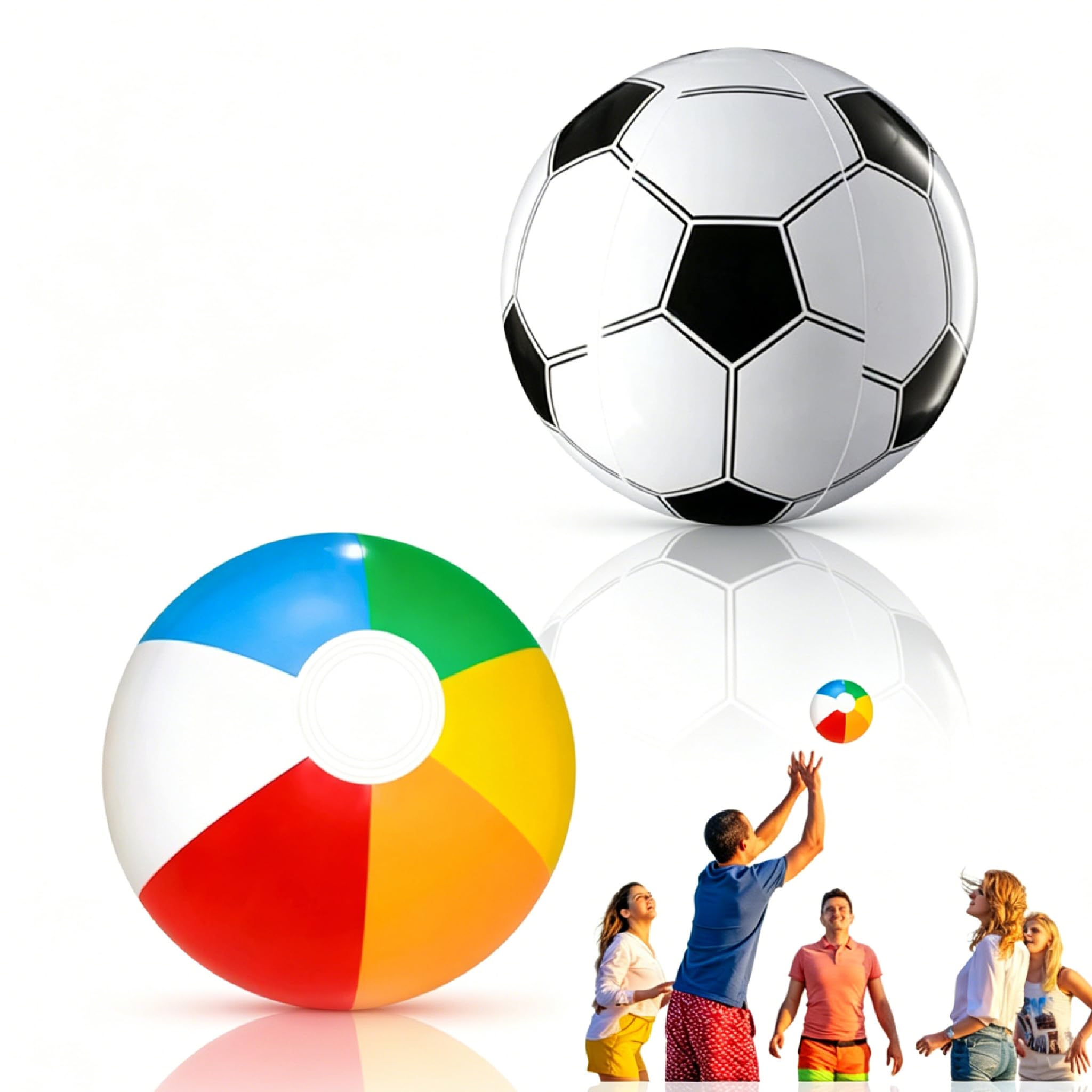 XURISON 2 Pcs Beach Ball,Inflatable Swimming Pool Toys,Multicolour Blow Up Pools Toy,Beach Theme Party Decorations Party Supplie,Kids Summer Water Games,Colorful Small Balls for Holiday Beaches Play