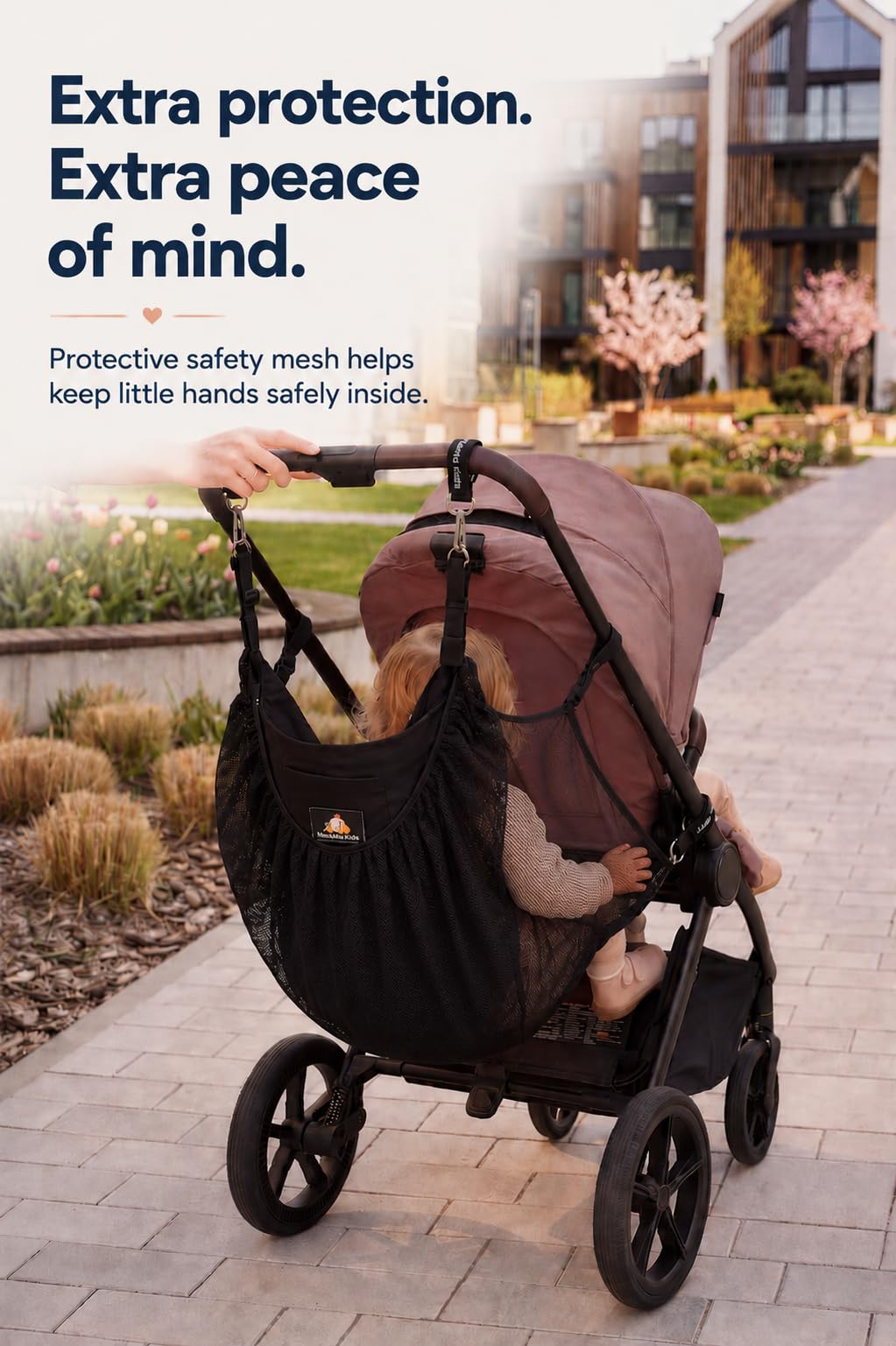 Hängematte für Kinderwagen - eine Alternative zum Buggy Board mit Sitz - universal zubehör für fast jeden Kinderwagen - Viel Platz für Stufen beim Gehen - Kinderwagenbrett Alternative