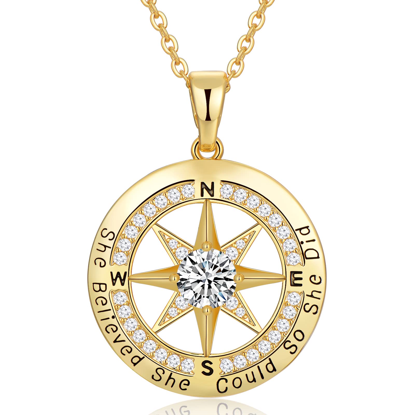Graduation Gifts for Her, Graduation Necklaces for Her, S925 Sterling Silver Compass Necklace for Women, College Graduation Jewelry Gift, Senior High