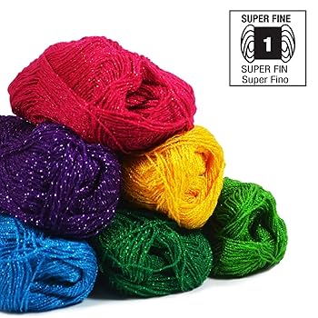 Amazon.com: Glitter Sparkle Yarn in Rainbow Colors (No. 1 weigt)