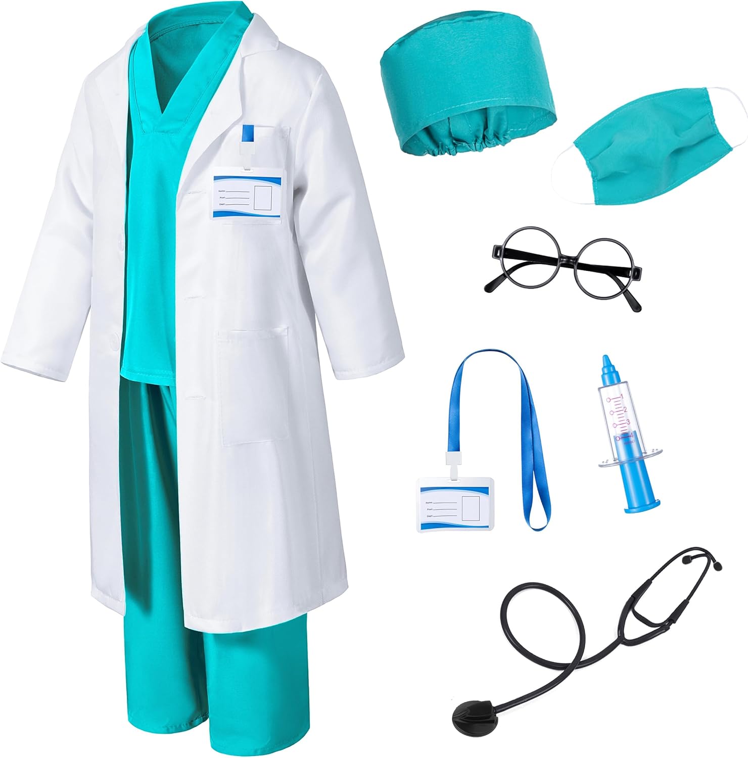 Doctor Costume for Kids Scrubs Pants with Accessories Set Children Party Cosplay 3-12 Years - Image 4