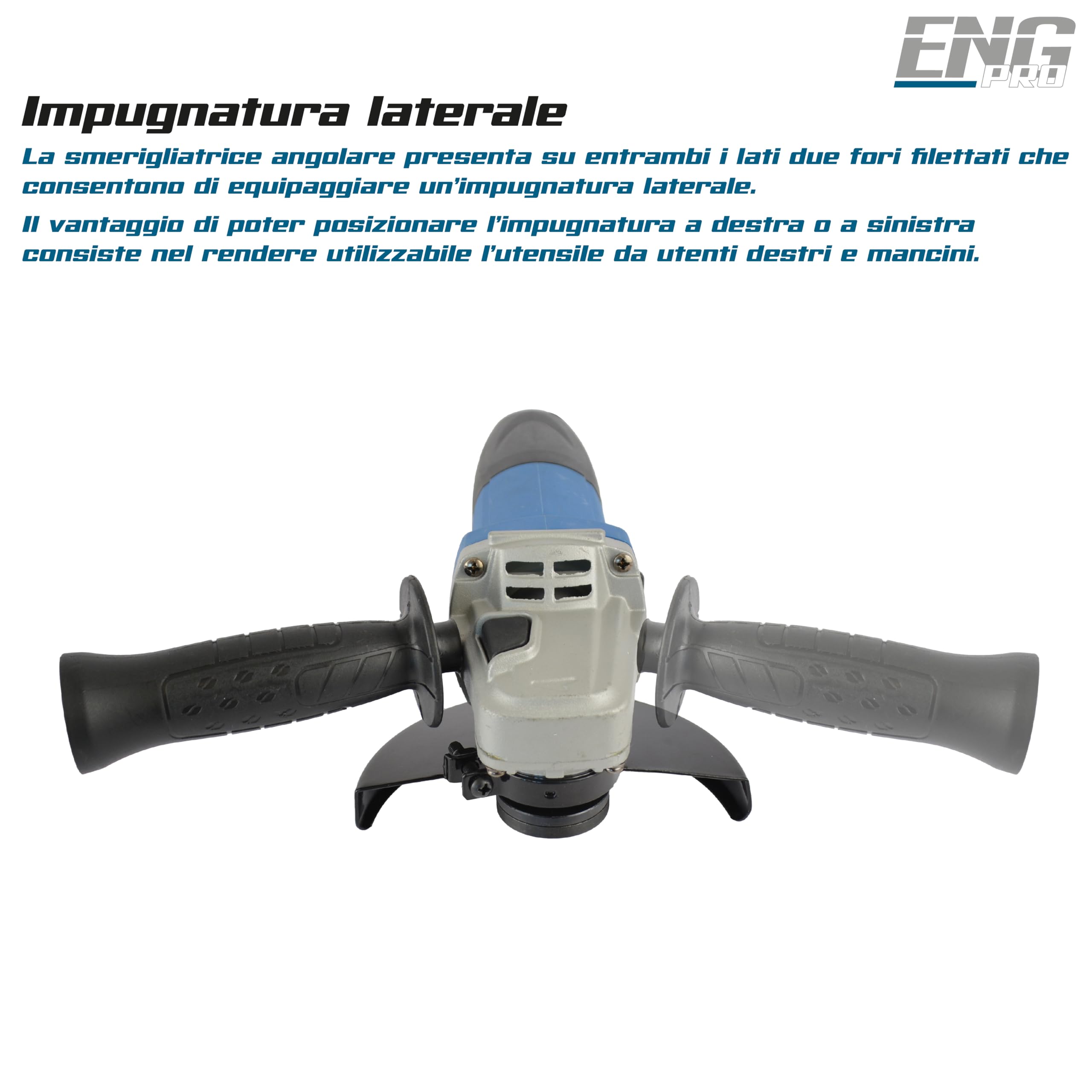 ENG PRO elektryczna szlifierka kątowa z tarczą 125 mm, moc 800 W, profesjonalny dodatkowy uchwyt, prędkość 11000 r.p.m, UM ET SA12