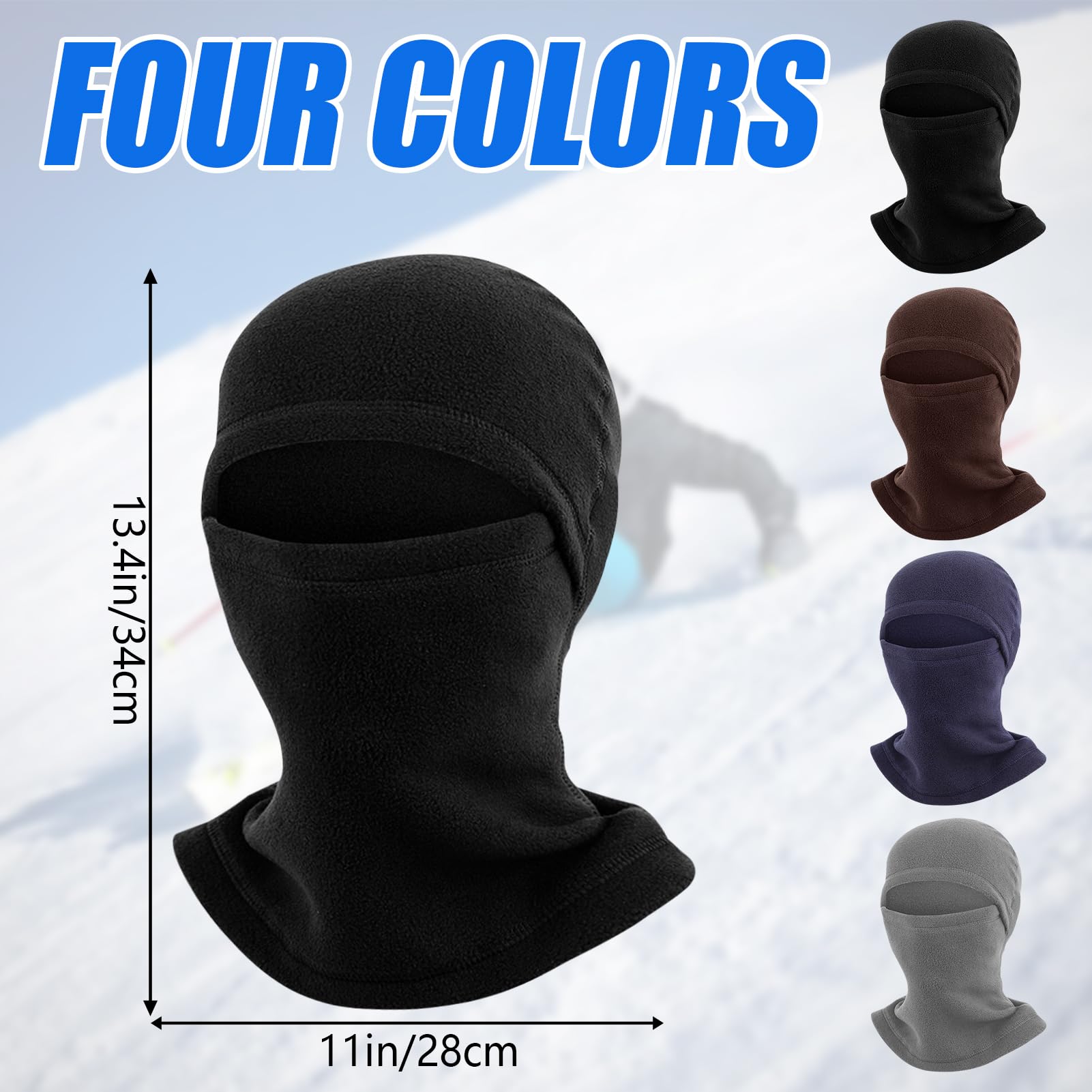 4 pasamontañas de forro polar cálido de invierno, máscara de esquí suave para hombres y mujeres, clima frío, negro, azul marino, café, gris