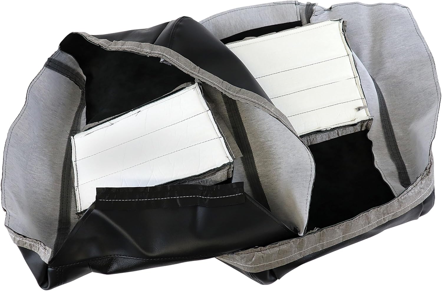 Inside view of the seat cover showing internal structure and foam