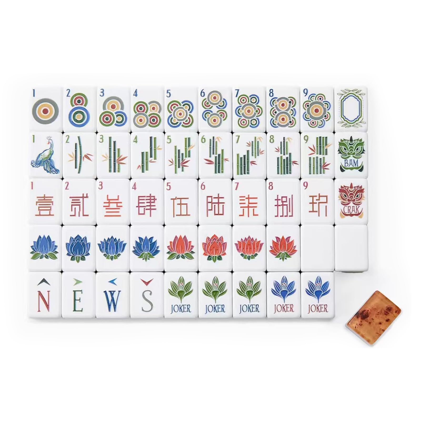 Set Mahjong acrilico a 4 strati 160 tessere - Gioco da viaggio americano con borsa da trasporto con incisione trasparente in più colori(Wood grain)