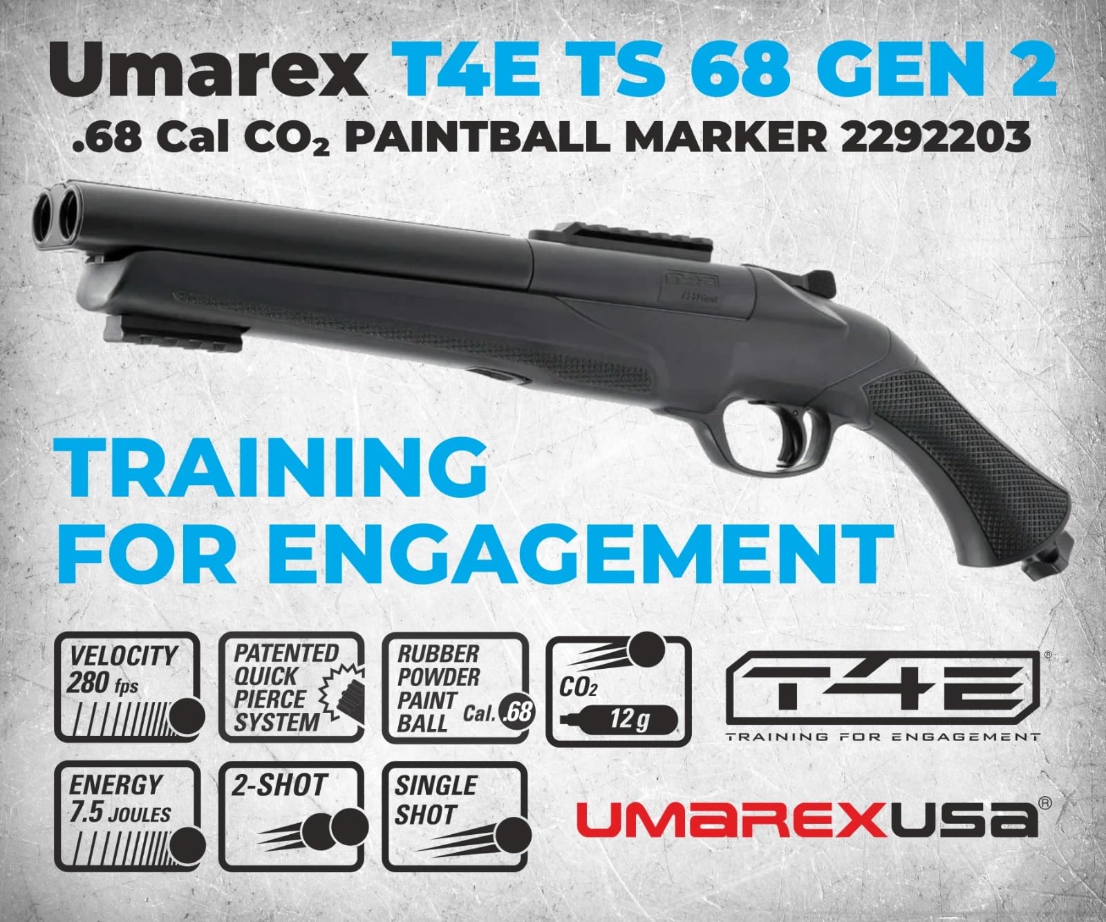 Umarex T4E TS 68 GEN 2 .68 Cal CO2 Paintball Marker (2292203) — view 3