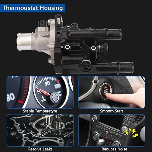 Miniatura 4 de HARUMA Conjunto de carcasa del termostato del refrigerante del motor para Chevrolet Aveo 2009-2011 2009-2011 para Chevrolet Aveo5 2009-2010 para