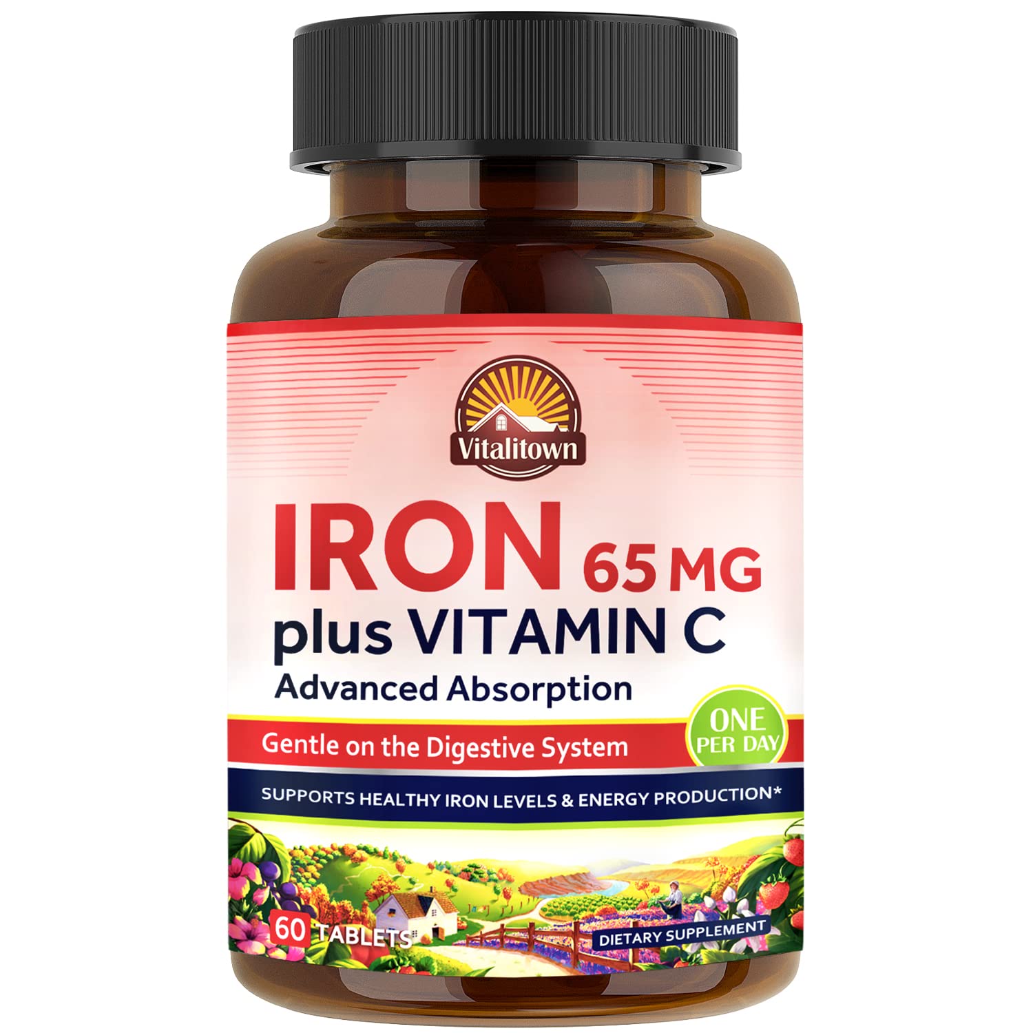 Sponsored Ad - Vitalitown Iron 65 mg, Carbonyl Iron with 250 mg Vitamin C for Enhanced Absorption, Blood Builder & Energy ...