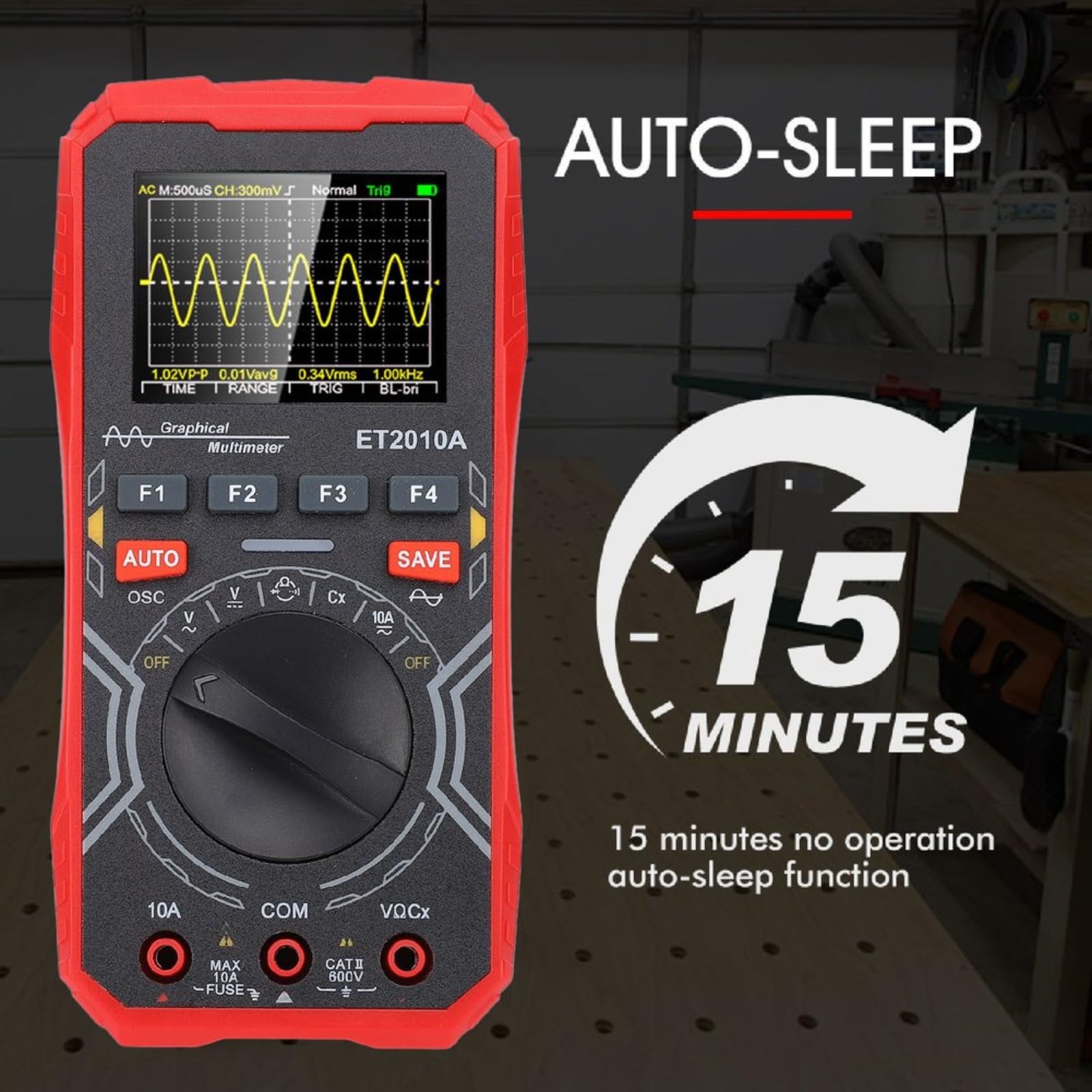 ET2010A Oscilloscope et multimètre 2 en 1, bande passante de 1 MHz, DMM, écran couleur de 6,1 cm avec stockage de données pour réparation électronique automobile