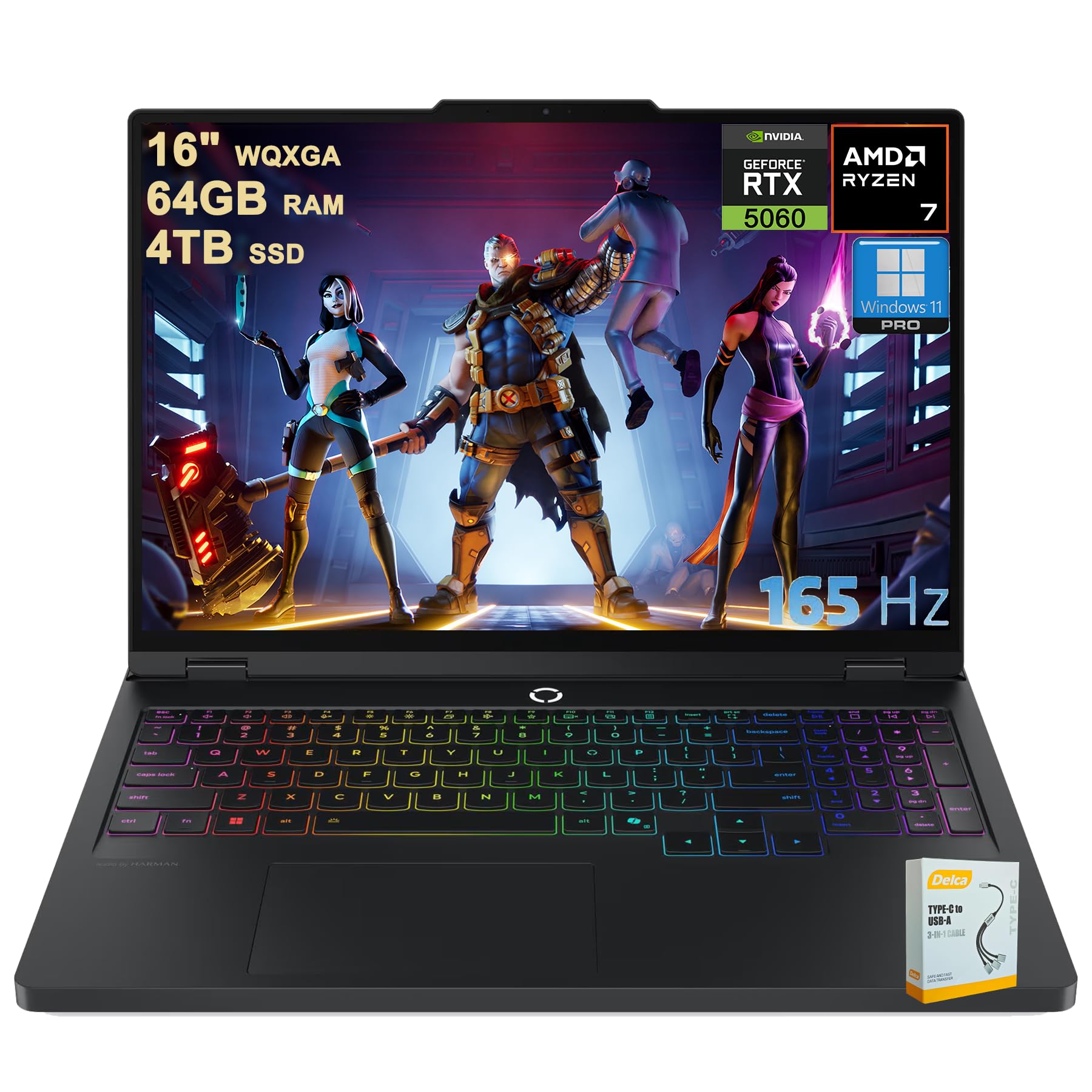 Lenovo Legion 5 Pro Gaming AI Laptop | 16" 2560x1600 OLED 165Hz 1100nits HDR Peak | AMD 8-core Ryzen 7 8745HX | 64GB DDR5 4TB SSD | GeForce RTX 5060 (