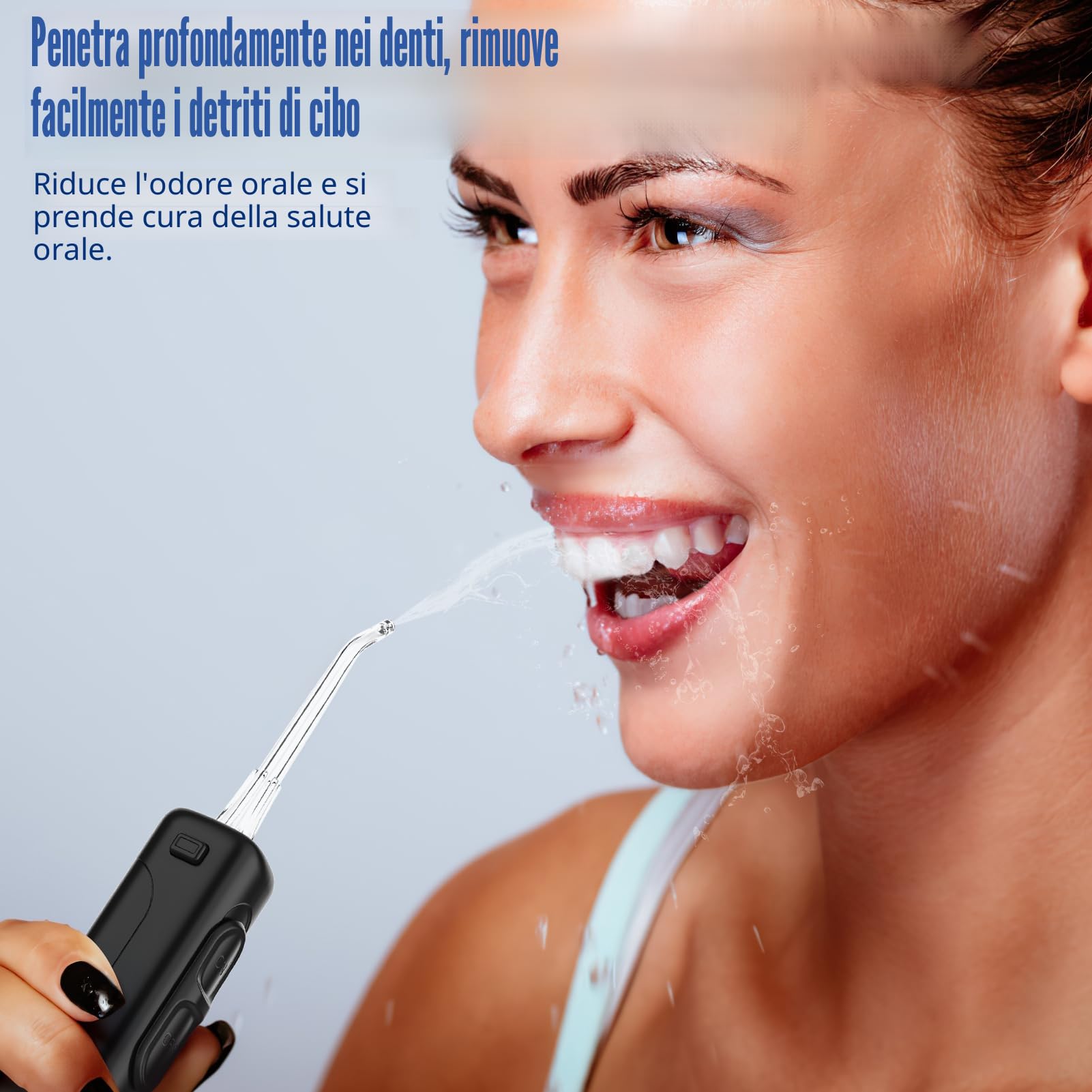 Sawgmore - Idropulsore Dentale con 10 livelli di pressione regolabili, capacità 600 ml, irrigatore orale con 5 punte multifunzione per la casa (nero)