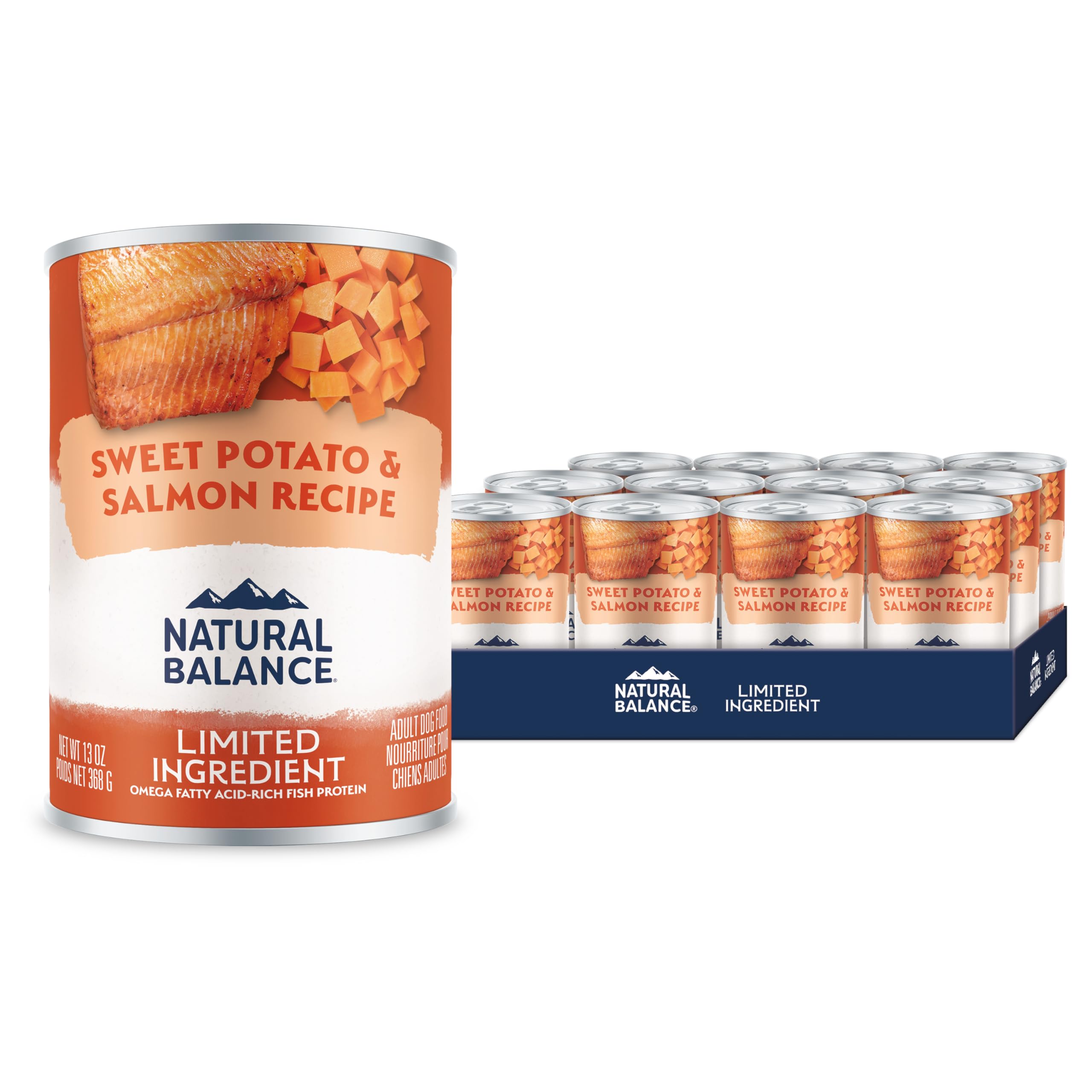 Natural Balance Limited Ingredient Adult Grain-Free Wet Canned Dog Food, Sweet Potato & Salmon Recipe, 13 Ounce (Pack of 12)