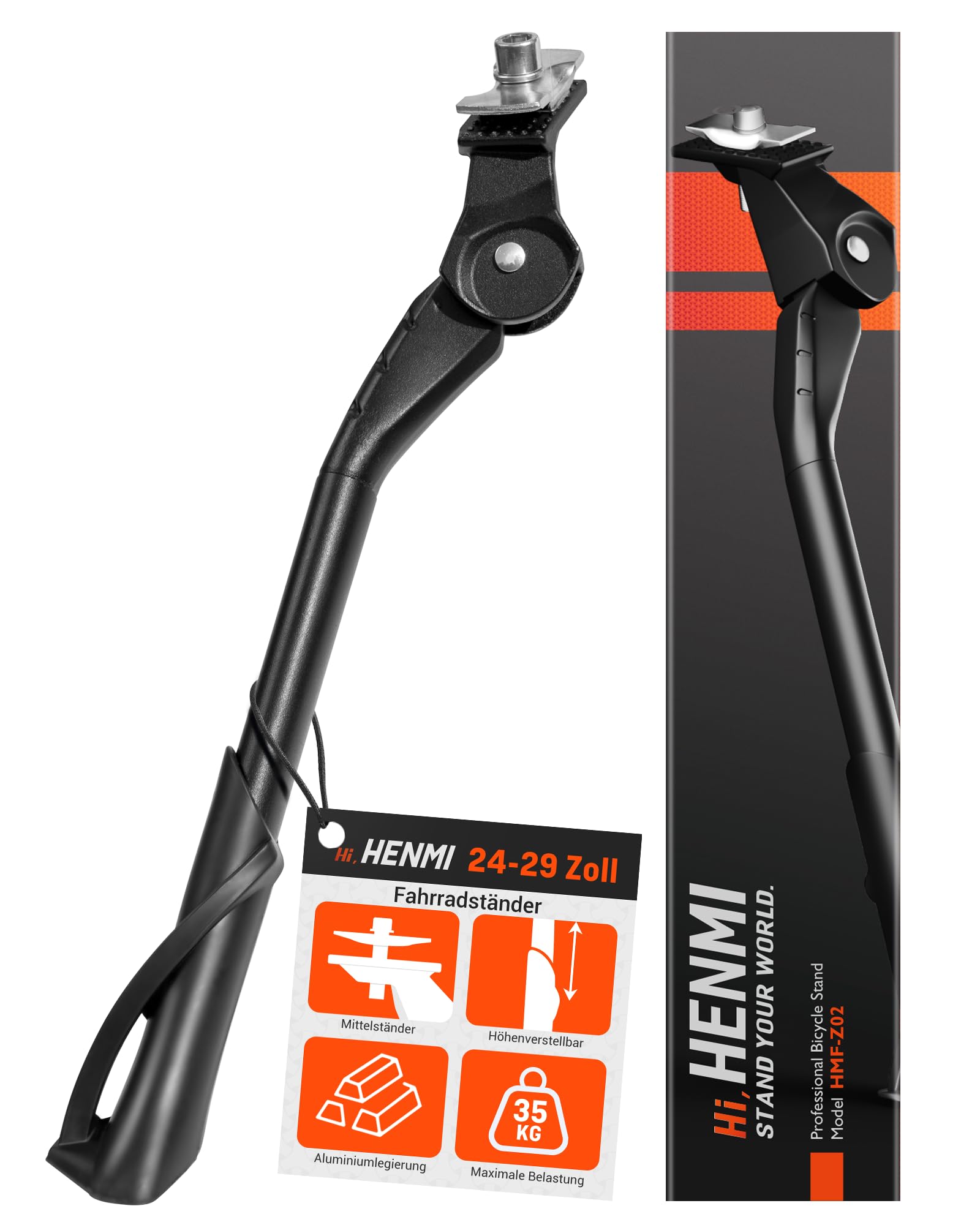 HENMI Fahrradständer 24-29 Zoll Höheverstellbar Mittelständer (Pro, Pro+, Ultra) für E-Bike, Mountainbike, Trekkingrad, Cityrad Fahrradständer Seitenständer