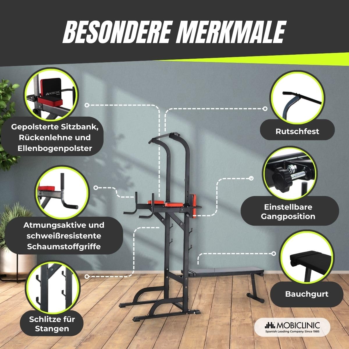 Mobiclinic®, Krafttrainingsstation, 9 in 1, Klappbar, mit Klimmzugstange