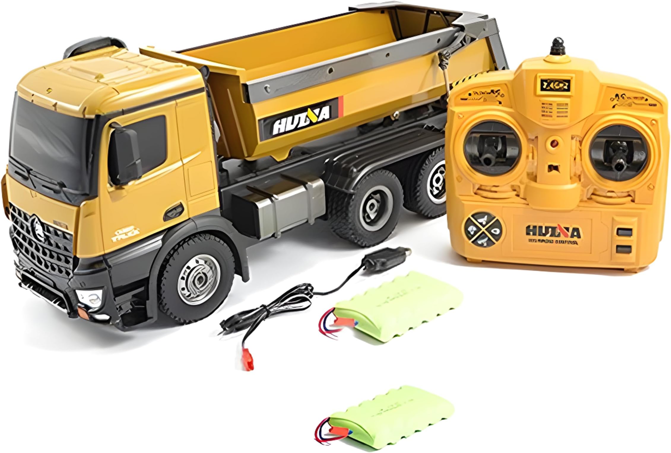 RLS RC Huina Dump Truck 1:14 10CH 2.4GHz Remote Control Alloy toy dump truck Model 1573 with lights and sounds FREE 2 Batteries Remote Control 1:14 Scale Big 45cm Boys Girls