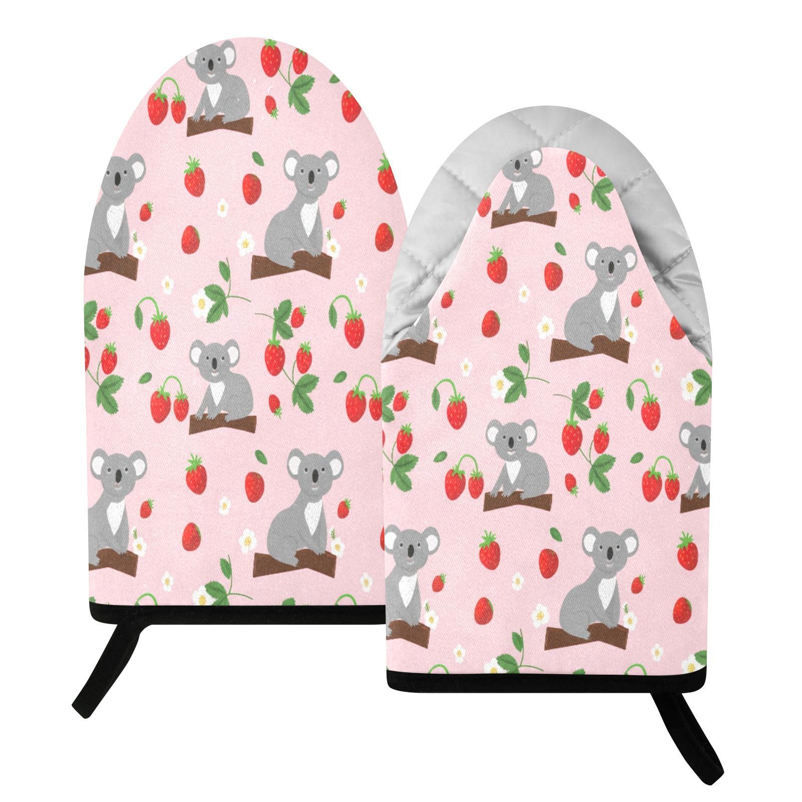 BURSTDDY Strawberry and Koalas Oven Mitt,Heat Resistant Kitchen Mitts for Cooking