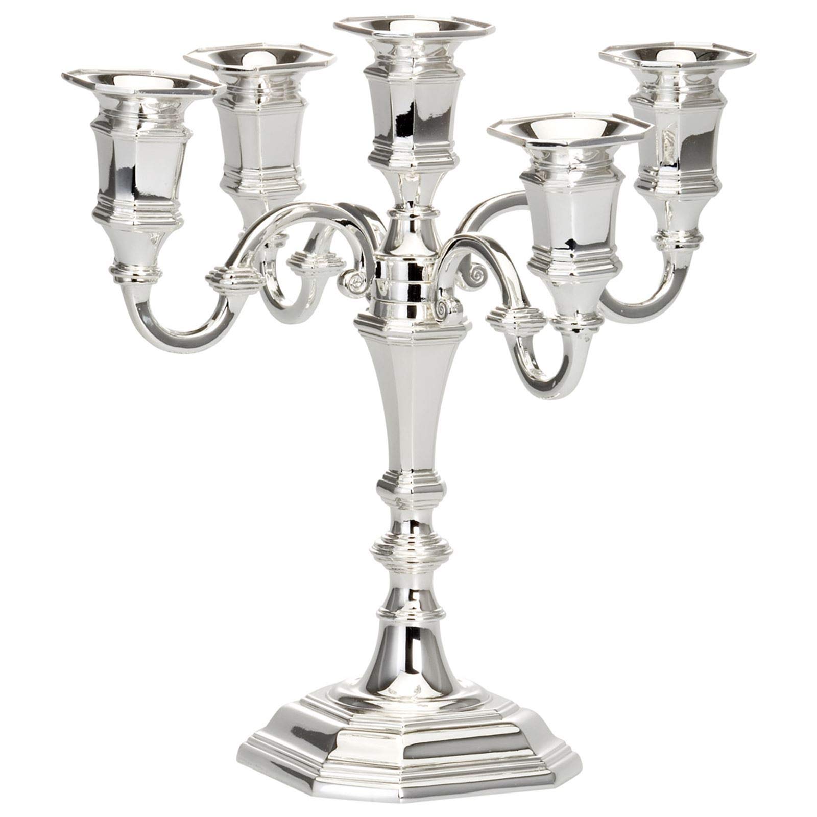 versilberter Kerzenleuchter 27 cm - großer 3 armiger Kerzenhalter für Stabkerzen - dekorativer silberner 3-flammiger Kerzenständer ideal als Tischdeko und zu besonderen Anlässen