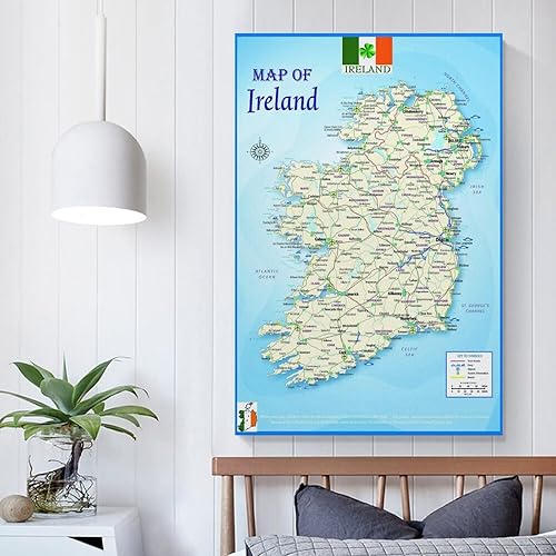 Miniatura 5 de Mapa de Irlanda A2 - Póster artístico laminado de Atlas político y geográfico para pared, póster artístico y artístico para pared, póster moderno
