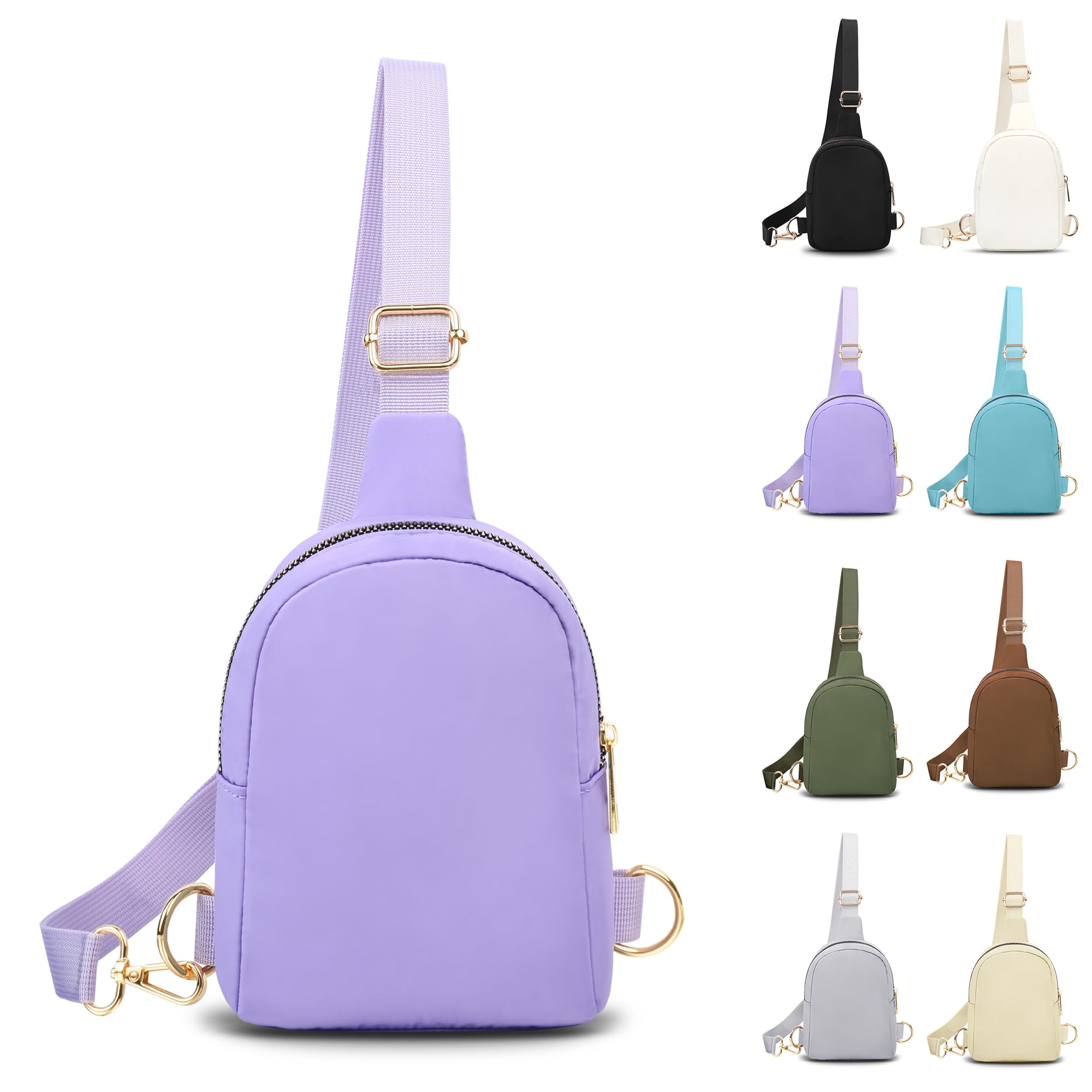 VOROLO Small Sling Bag For Men and Women，Crossbody Bags For Women with Ajustable Strap Trendy Cross body Bag Light Purple