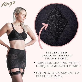 Open Bottom Girdle | Extra Firm Shaping | Parisian Lace | Invisi-Net Panel | 6 Metal Garters | Made in USA | Style 1357