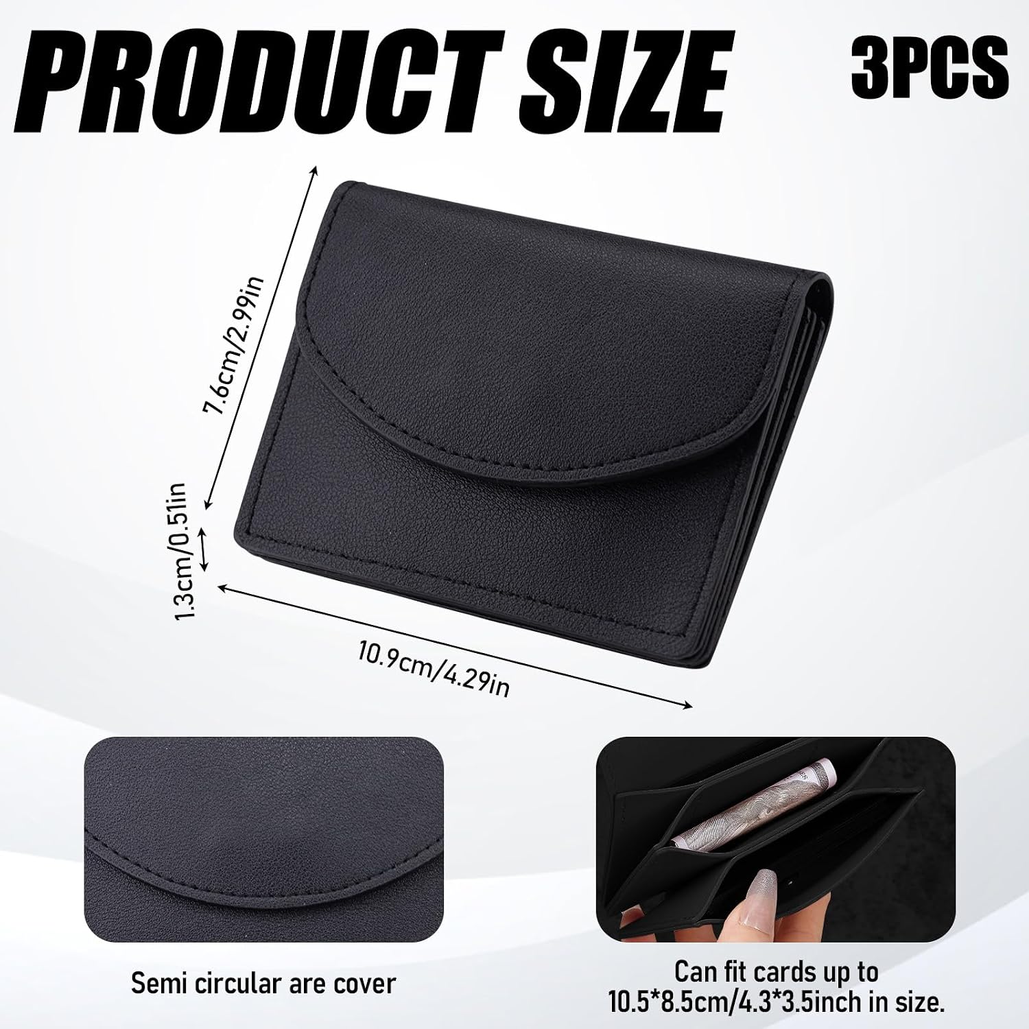 3PCS PU Leather Square Business Card Holder, Pocket Car Holders