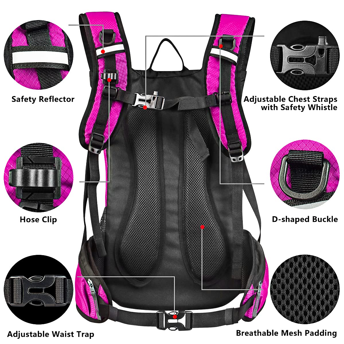 Sac à dos d'hydratation à isolation thermique avec poche à eau anti-fuite sans BPA de 2 L, parfait pour la course, le cyclisme, la randonnée, l'escalade, garde les liquides au frais jusqu'à 4