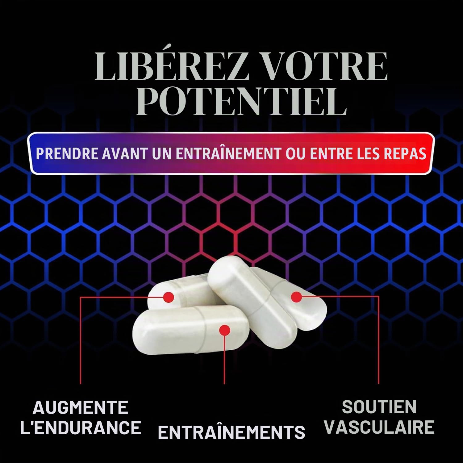 Complexe d'oxyde nitrique, Soutient les muscles et la récupération | améliore la force et l'endurance, l'énergie et la vitalité et favorise la circulation sanguine