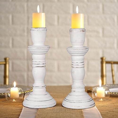 Miniatura 10 de Juego de 3 portavelas de pilar de madera hechos a mano, ideales para velas LED y pilares, regalos para bodas, fiestas, hogar, spa, reiki,