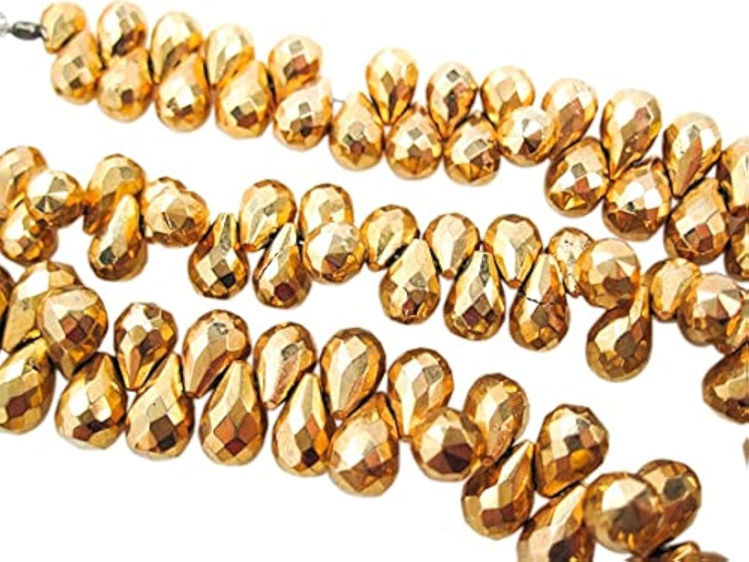Perles de pyrite dorée en forme de gouttes de 5x7mm pour la création de bijoux de 10 pouces