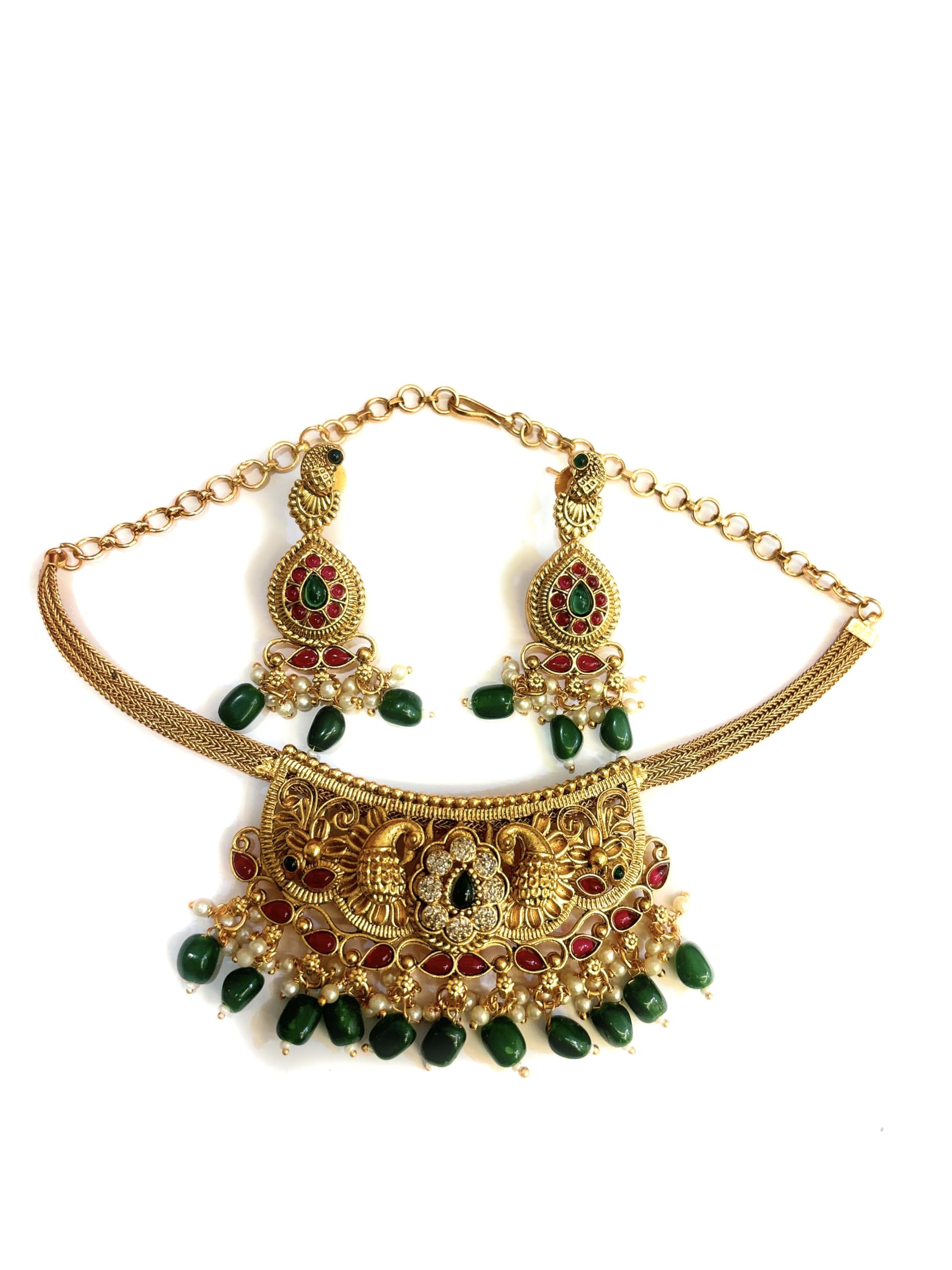 Adyashree Emporium Green Necklace Design Ruby & Emerald, South Indian Wedding Latest Fashion Traditional Temple Jewellery set for Girls & Women. (B0D1LVJR37) Amazon Price History, Amazon Price Tracker