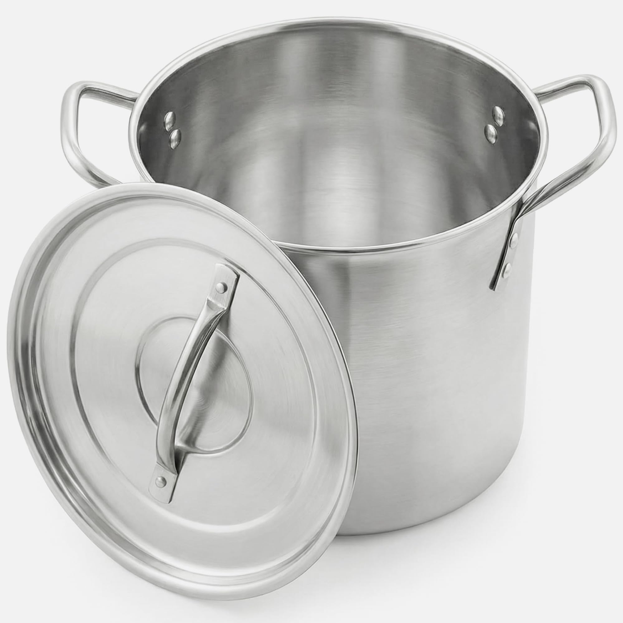 Winsome Stainless Steel Stock Pot with Lid - 19 litres - Bottom Deep Stew Sauce Soup Pasta Cooking Pot Home Brew Boiling Pot Set