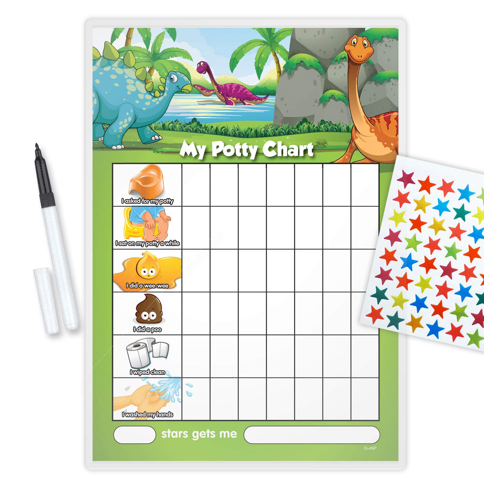 Dinosaur Potty Reward Chart - DINP (Including FREE pen and star stickers)