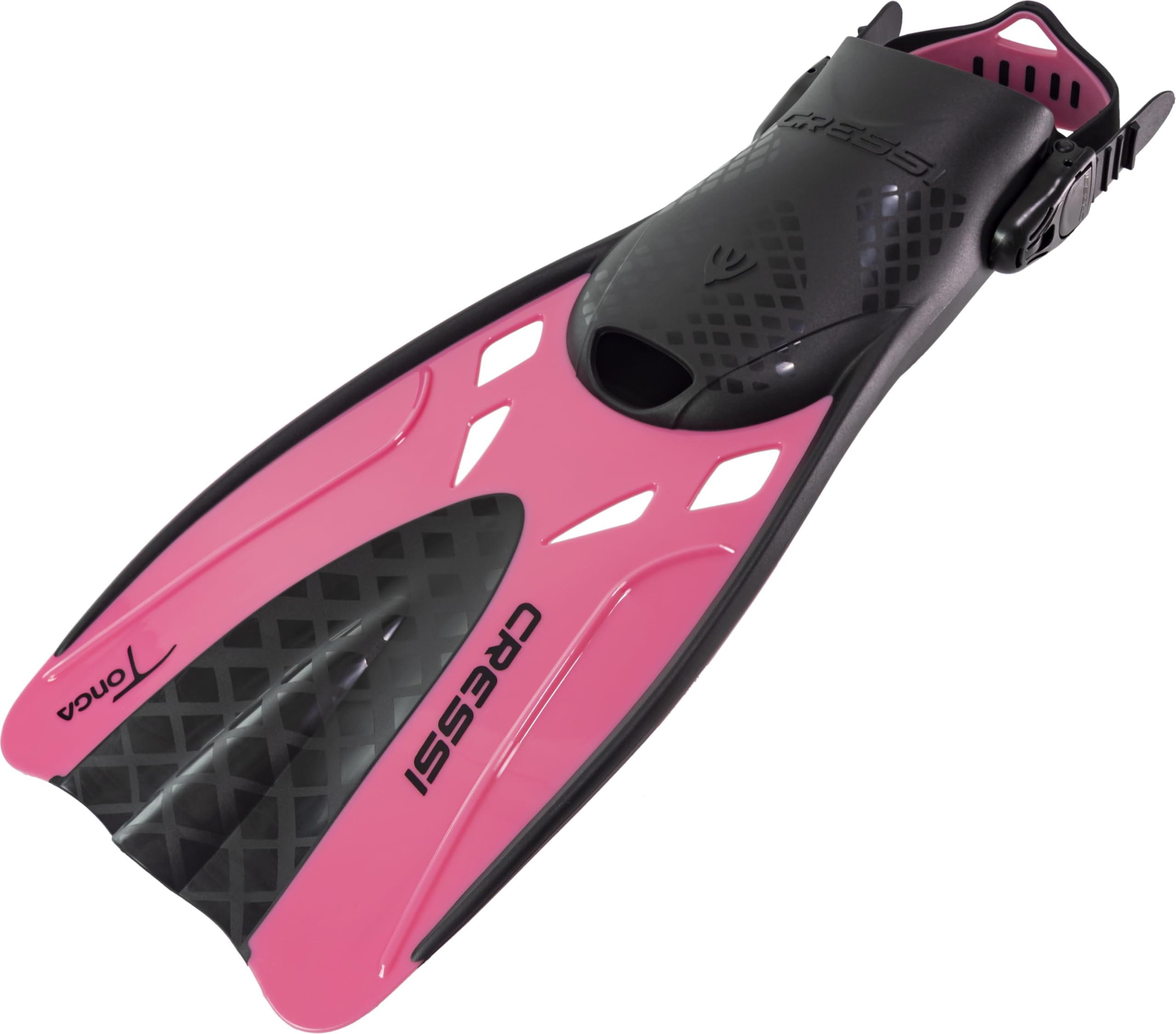 CRESSI Tonga Fins/Set - Leichte Verstellbare Kurze Flossen oder Set Kurze Flossen + Vollgesichtsmaske Baron mit breitem Sichtfeld , perfekt zum Schnorcheln, Schwimmen, Erwachsene