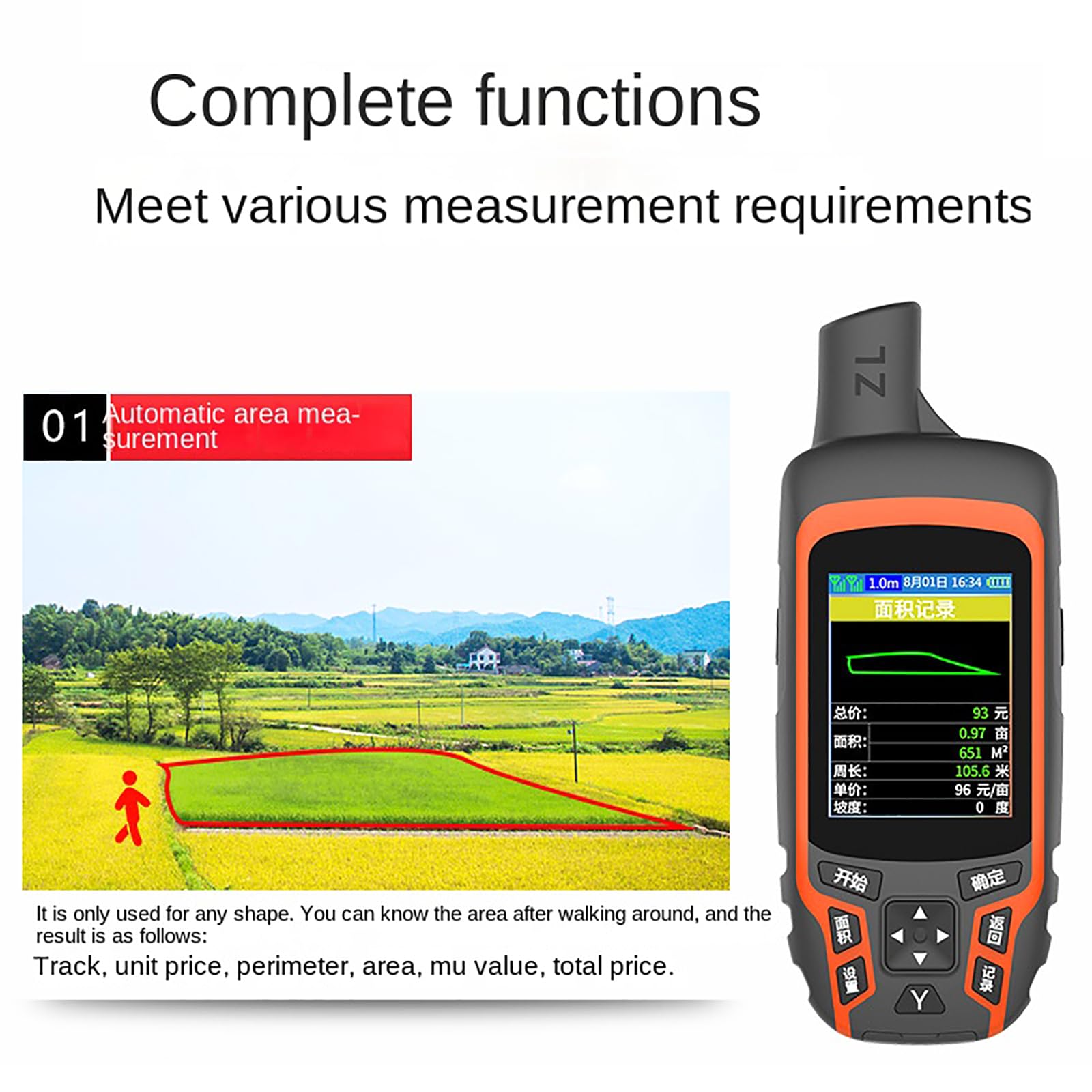 GPS Survey Equipment, Land Surveying Machine, GPS Land Meter con Batteria Ricaricabile da 2500 mAh, per la misurazione della Distanza del Fronte dell'Acqua dell'area in Pendenza