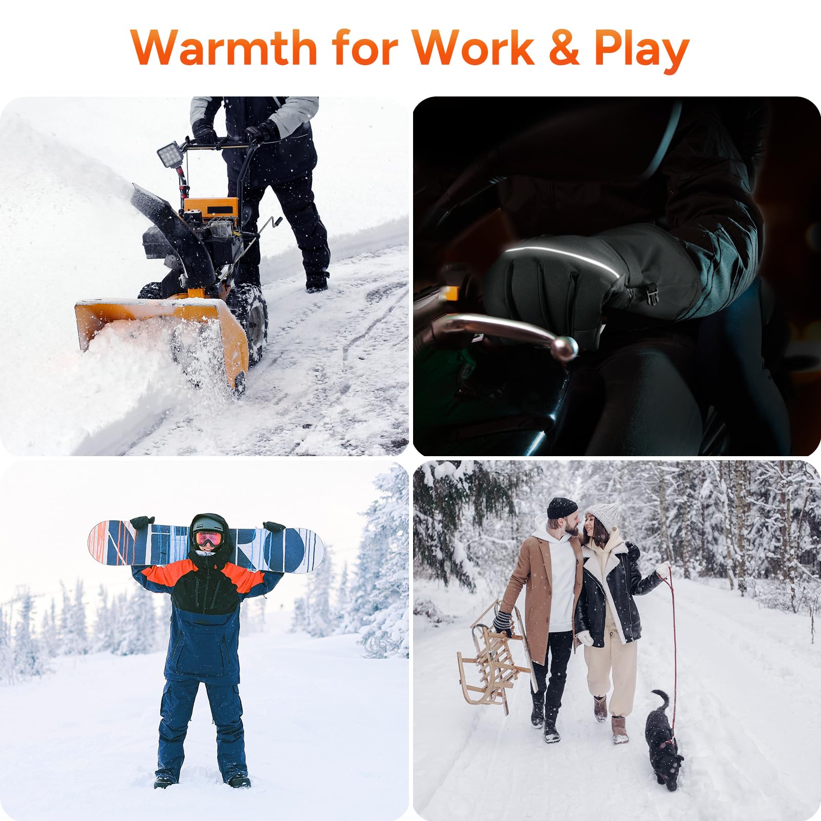 Gants Chauffants Rechargeables Homme/femme - Batterie 3200mAh, écran Tactile, Imperméables - Pour Ski, Vélo, Travail