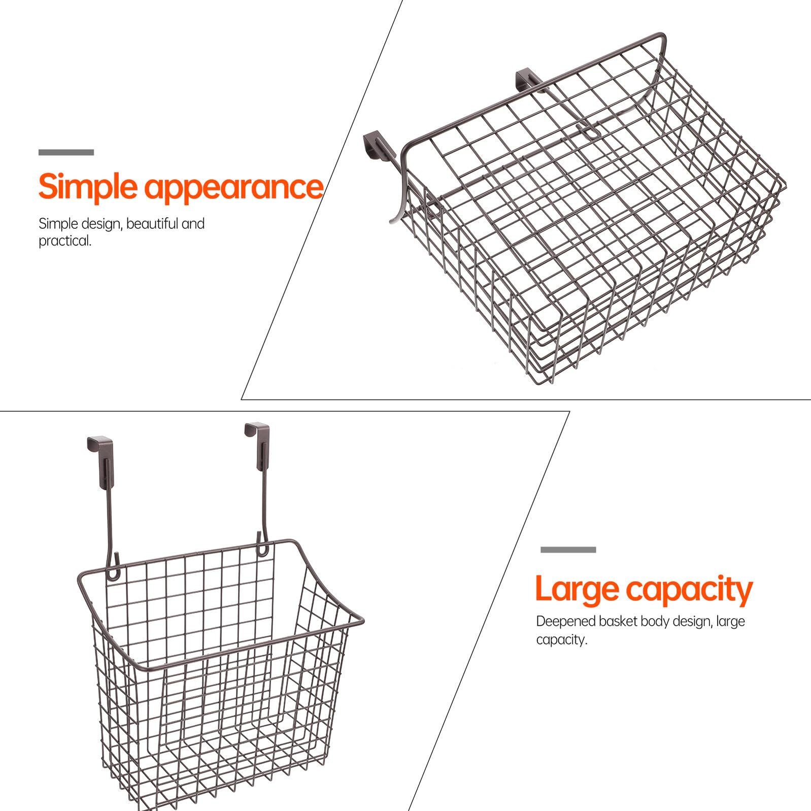 Toyvian Cesta de Alambre para Colgar Puerta de Armario Organizador de Cocina Negro Estante Ahorra Espacio para Frutas Especias y Utensilios Multiusos para Baño y Hogar