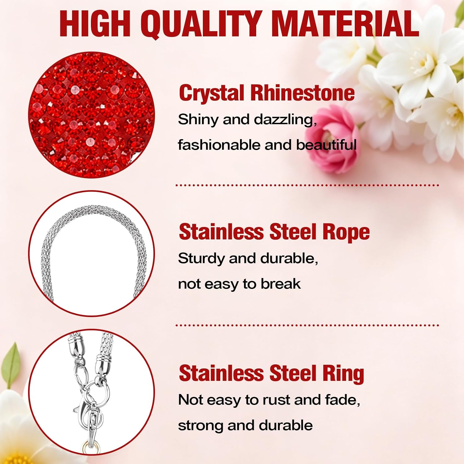 Bling Cross Car Mirror Hanging, Crystal Rhinestone Rear View Mirror Pendant, Religious Rearview Mirrors Decoration Charm, Car Hanging Ornament,Car Accessories for Women (Red) image 5
