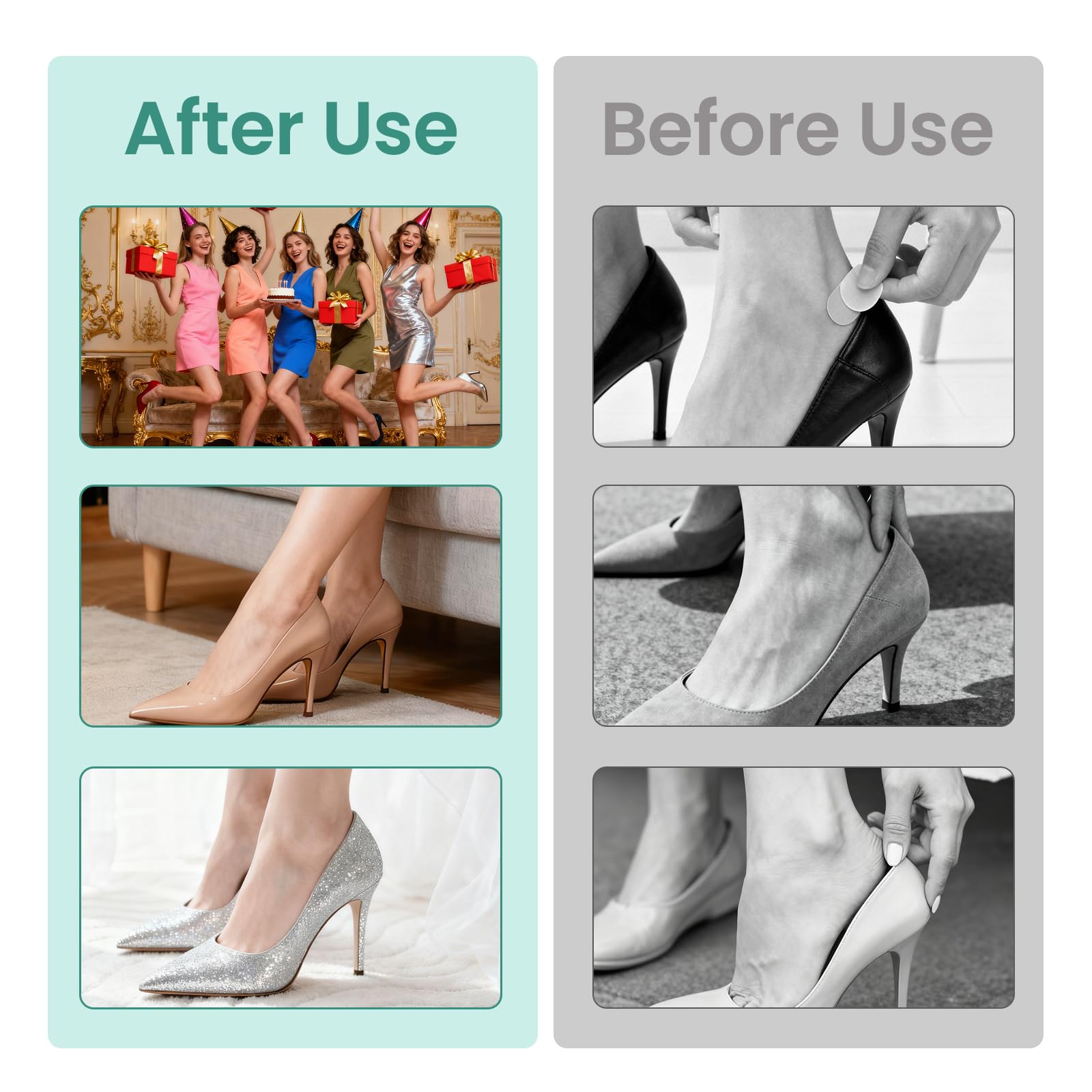 Taloneras para zapatos de mujer - Welnove 10 pares protector talón con forma de orejas de conejo para aliviar la fricción y el dolor en los pies - Autoadhesivo, cómodo, unisex, diseño antideslizante