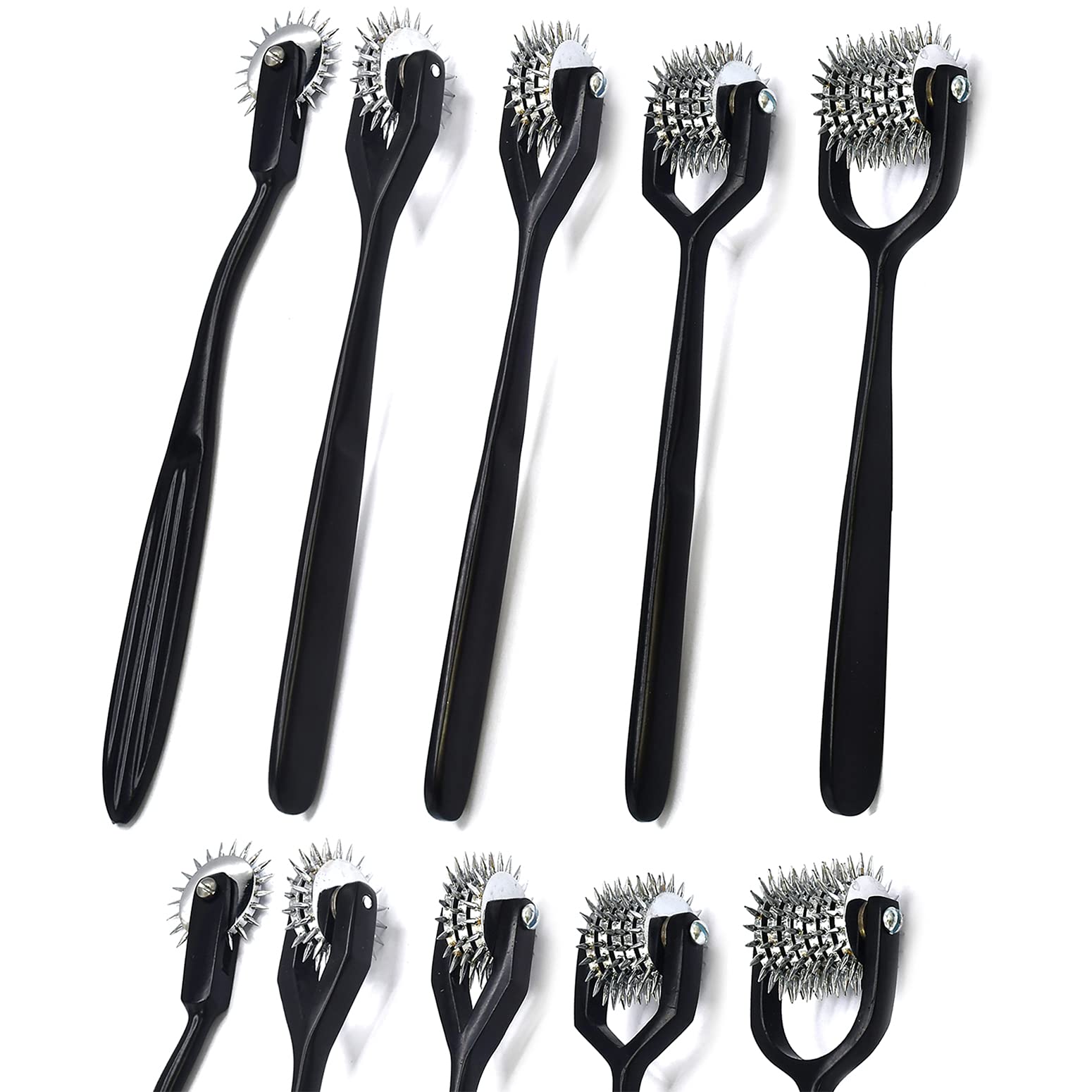 AAProTools Set of 5 Wartenberg Neurological Pin Wheel Pinwheel 1, 2, 3, 5, & 7 Head Diagnostic Tactical All Black